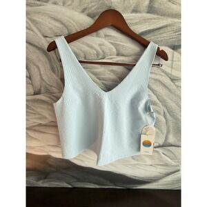 Vuori Villa Textured Crop Tank Light Mist Blue Women's Small (S) NWT 🤍✨